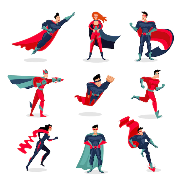 Free Vector | Superheroes characters set