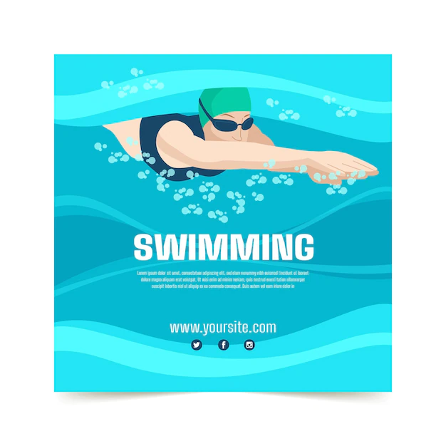 Free Vector | Swimming lessons print template