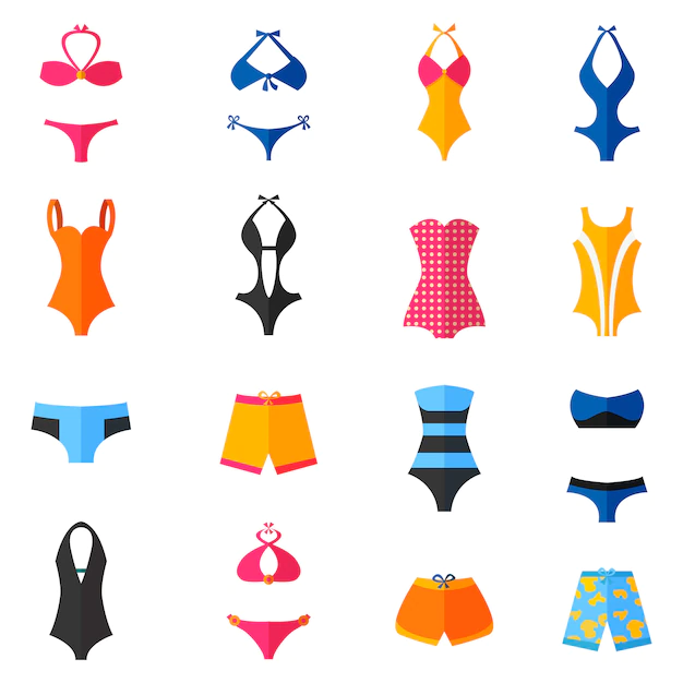 Free Vector | Swimwear flat icons set