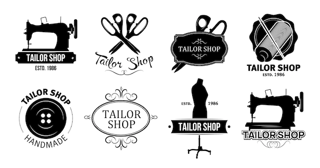 Free Vector | Tailor shop logos set