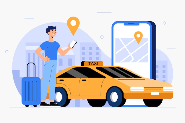 Free Vector | Taxi app concept illustration
