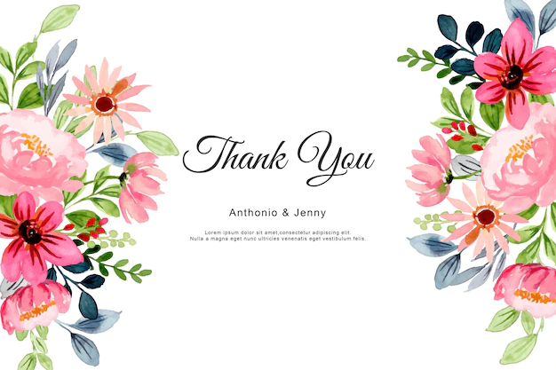 Free Vector | Thank you card with pink floral watercolor