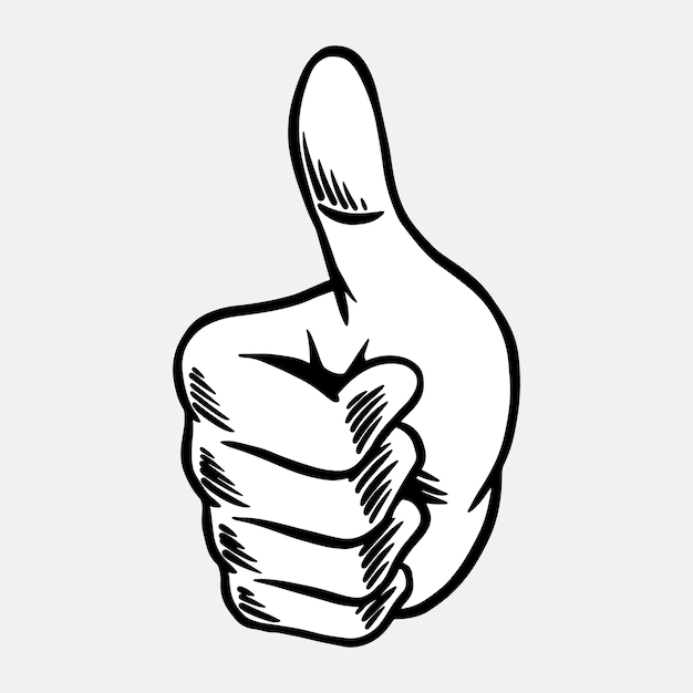 Free Vector | Thumbs up outline sticker overlay vector