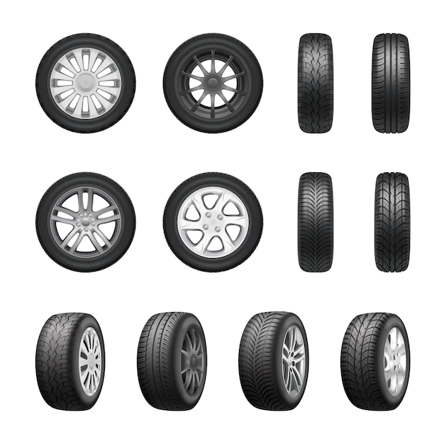 Free Vector | Tires wheels realistic set