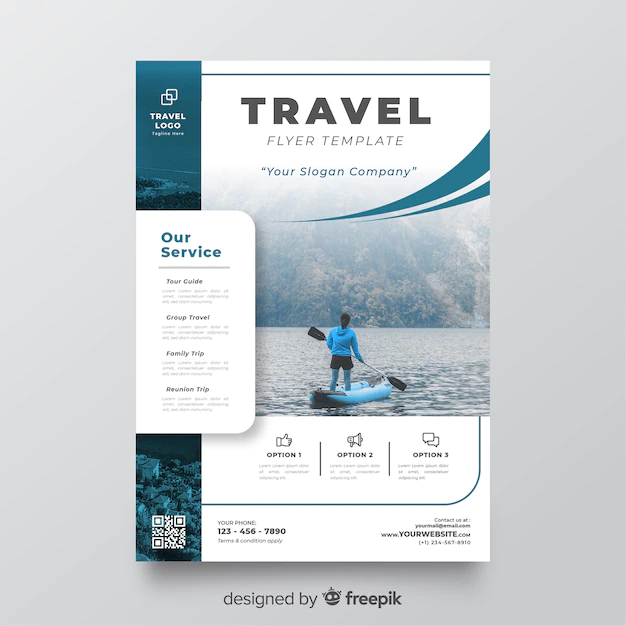 Free Vector | Travel flyer template with photo