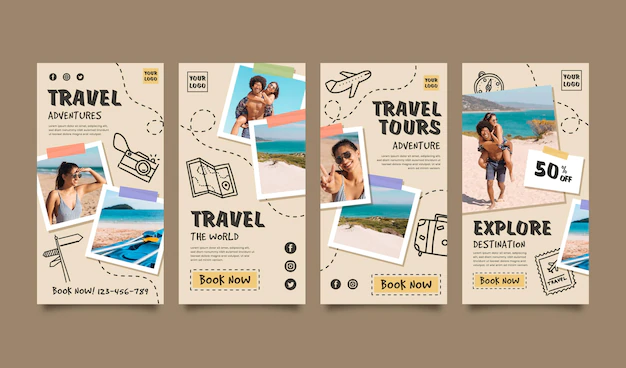 Free Vector | Travel instagram story collection