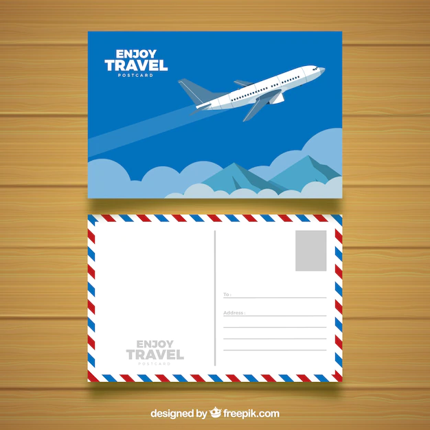 Free Vector | Travel postcard template in flat style