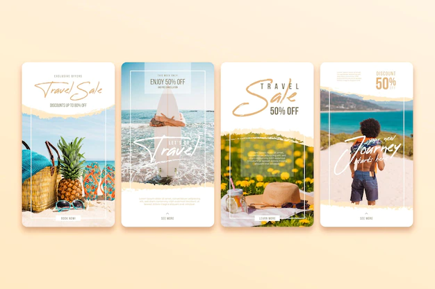 Free Vector | Travel sale instagram stories pack