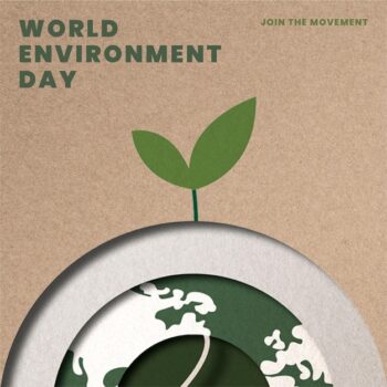 Free Vector | Tree growing on globe template save the planet campaign