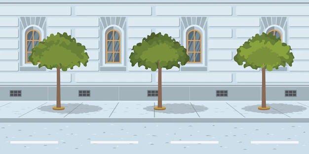 Free Vector | Trees in line on urban street