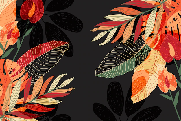 Free Vector | Tropical flowers background for zoom