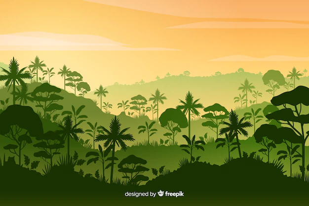 Free Vector | Tropical forest landscape with dense forest