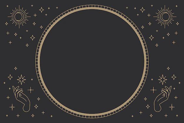 Free Vector | Two open hands vector round frame linear style on black background