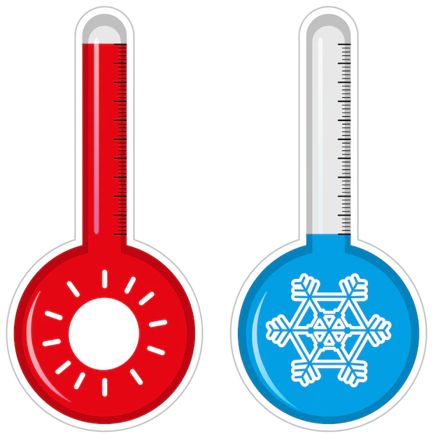 Free Vector | Two thermometers for hot and cold weather
