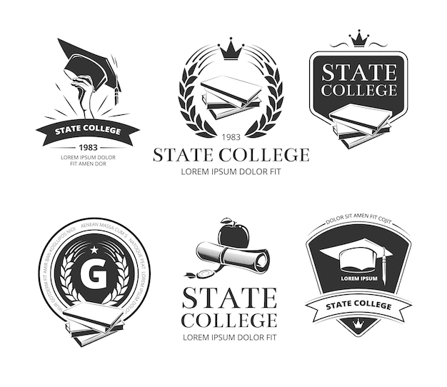 Free Vector | University, academy, college and school labels and badges set