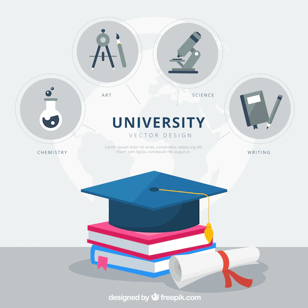Free Vector | University elements background in flat style