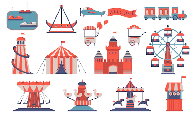 Free Vector | Various amusements and carousels