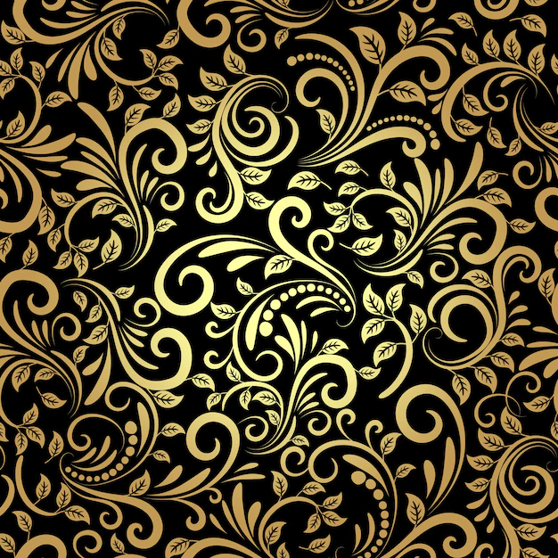 Free Vector | Vector golden floral seamless pattern in retro style