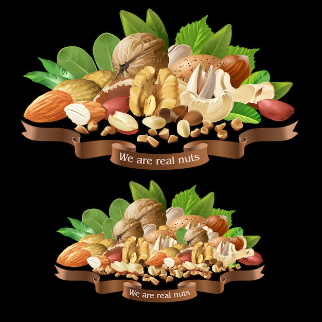 Free Vector | Vector illustration mix of different types nuts
