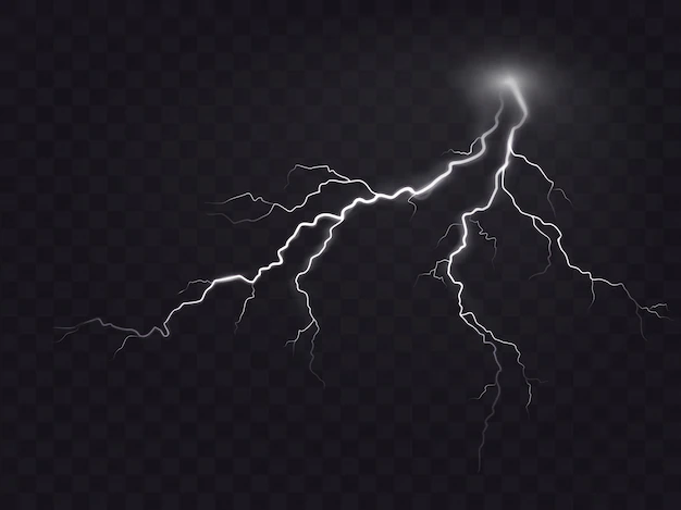 Free Vector | Vector illustration of a realistic style of bright glowing lightning isolated on a dark, natural light effect.