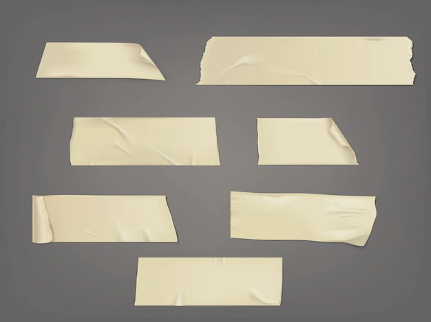 Free Vector | Vector illustration set of different slices of a adhesive tape with shadow and wrinkles