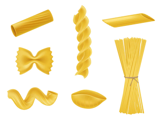 Free Vector | Vector illustration set of realistic icons of dry macaroni, pasta of various kinds