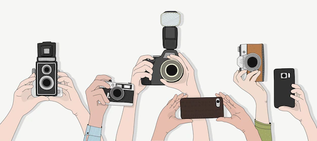 Free Vector | Vector of hands taking photos