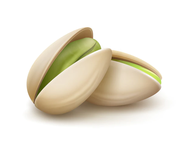 Free Vector | Vector realistic pistachio nuts with nutshell side view isolated on white background