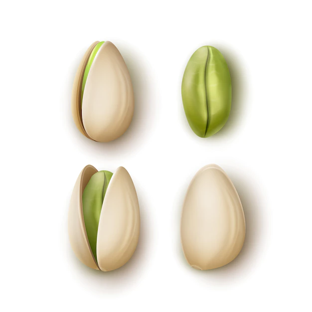 Free Vector | Vector set of realistic whole and cracked pistachio nuts top view isolated on white background