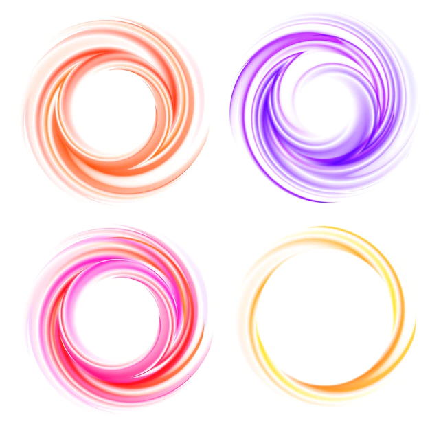 Free Vector | Vector swirling set. color spiral, effect curl, shiny and bright, twirl and movement