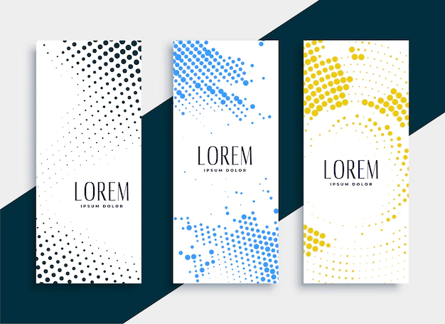 Free Vector | Vertical halftone banners set design