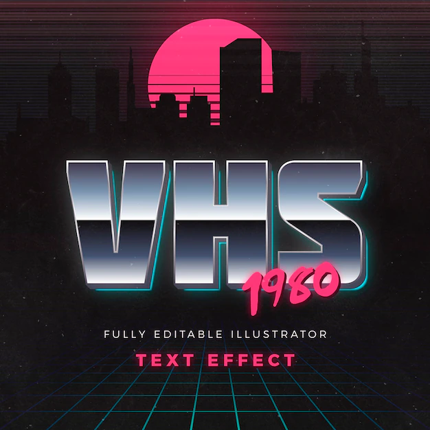 Free Vector | Vhs 1980 text effect
