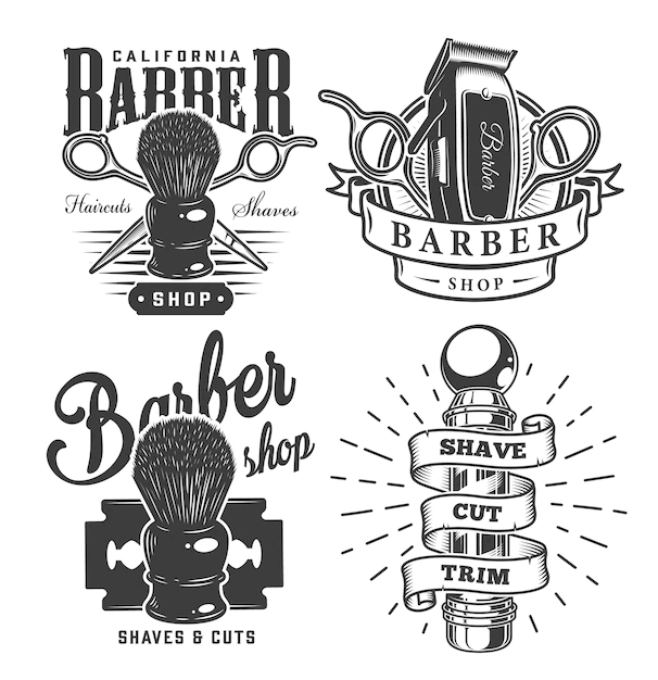 Free Vector | Vintage barbershop labels