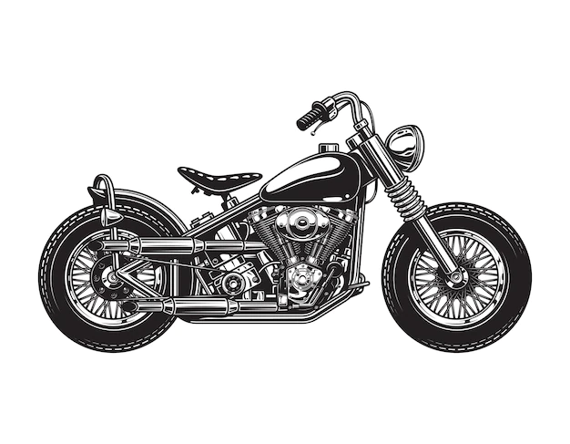 Free Vector | Vintage chopper motorcycle side view template