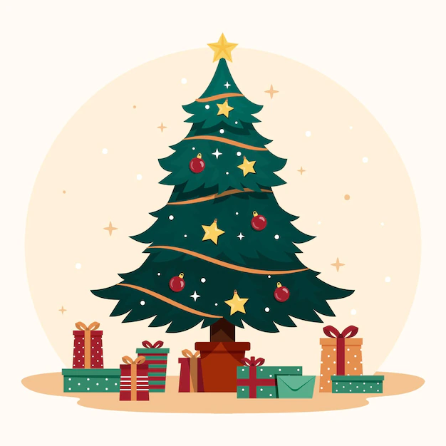 Free Vector | Vintage christmas tree with gifts