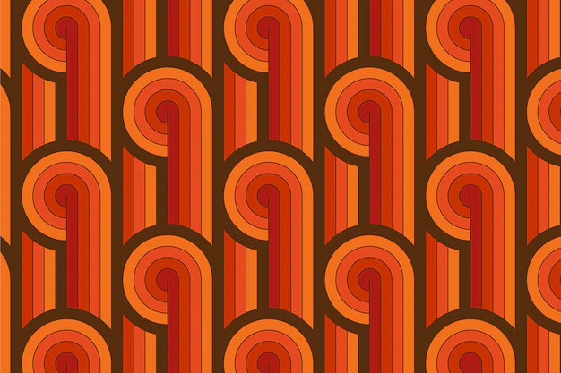 Free Vector | Vintage lines of geometric groovy seamless pattern