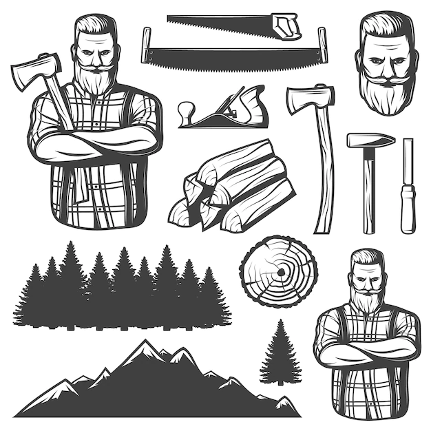Free Vector | Vintage lumberjack elements