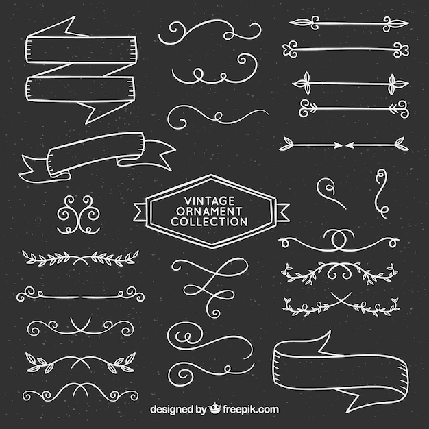 Free Vector | Vintage ornament collection with blackboard style
