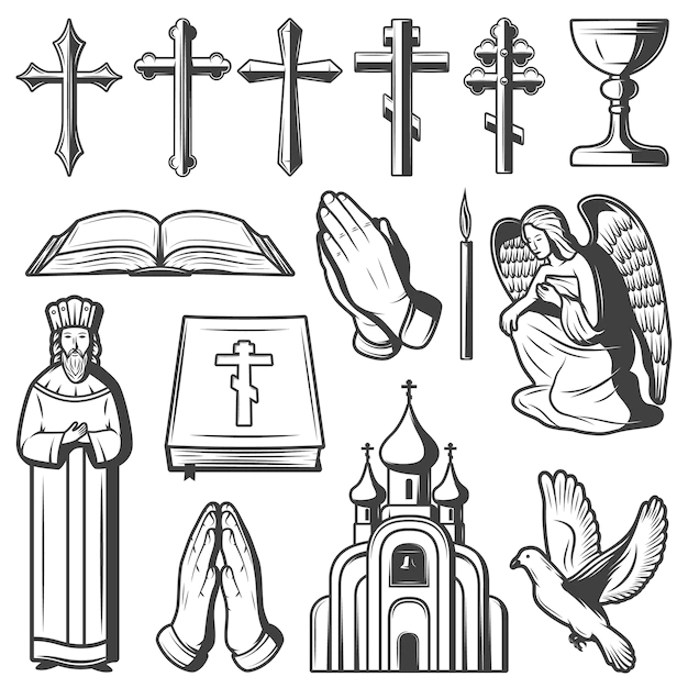 Free Vector | Vintage religious elements collection