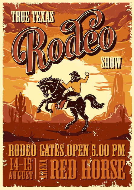 Free Vector | Vintage rodeo advertising poster template