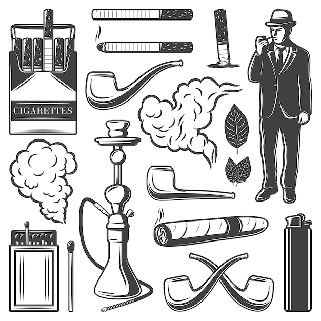Free Vector | Vintage smoking elements collection