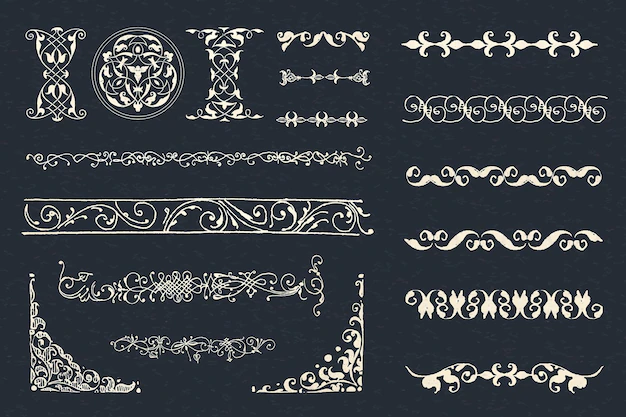 Free Vector | Vintage white divider ornamental set, remix from the model book of calligraphy joris hoefnagel and georg bocskay