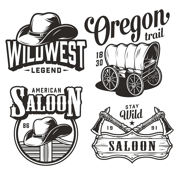Free Vector | Vintage wild west emblems set