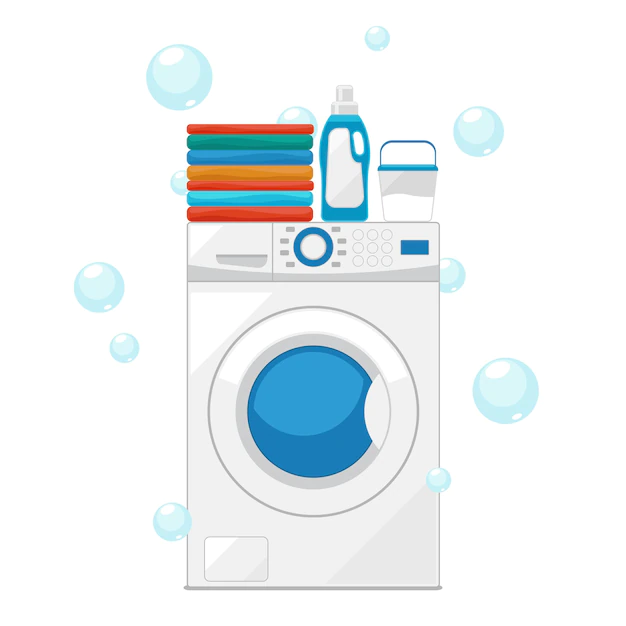 Free Vector | Washing machine illustration with bubbles