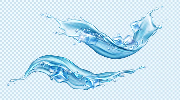 Free Vector | Water splash with ice cubes set isolated clip art