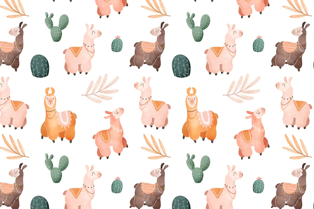Free Vector | Watercolor alpaca pattern