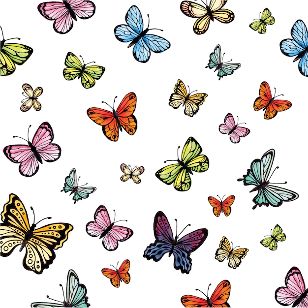 Free Vector | Watercolor colorful butterflies collection
