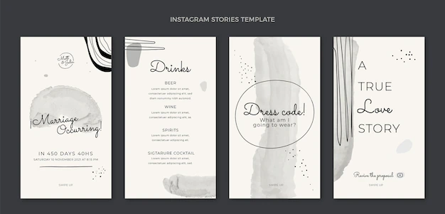 Free Vector | Watercolor hand drawn wedding instagram stories