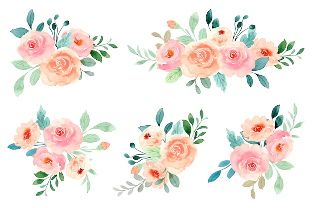 Free Vector | Watercolor rose bouquet collection