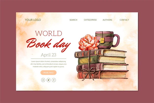 Free Vector | Watercolor world book day landing page template